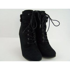 Wild Diva Velvet Suede Ankle Zip/Tie Boots